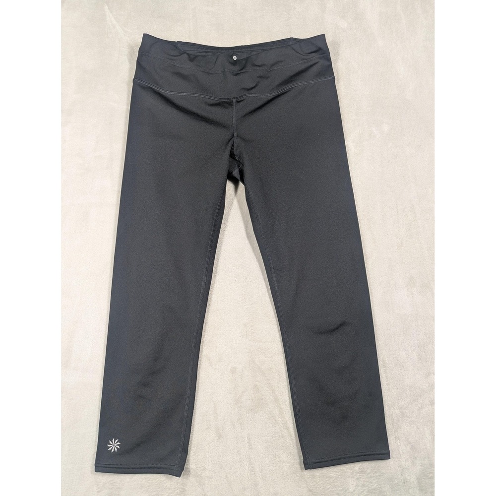 Athleta Capri Leggings Womens Small‎ Black High Rise Zip Pocket Yoga Running